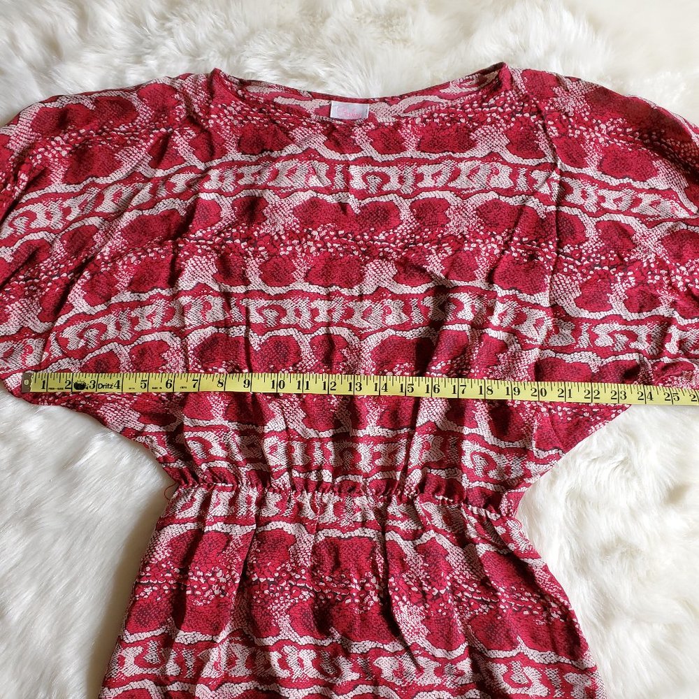 Parker Red Silk Snakeskin Print Blouson Dress Size Small - Picture 13 of 16